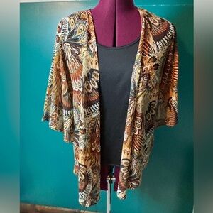 Sara Michelle Paisley Open-Front Cardigan With Tank Top